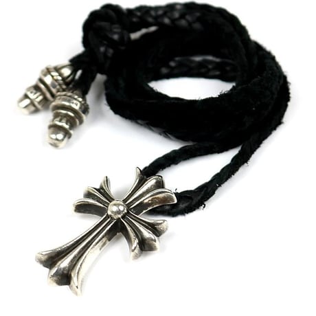 Chrome Hearts Small CH Cross Leather Brade Necklace #31618