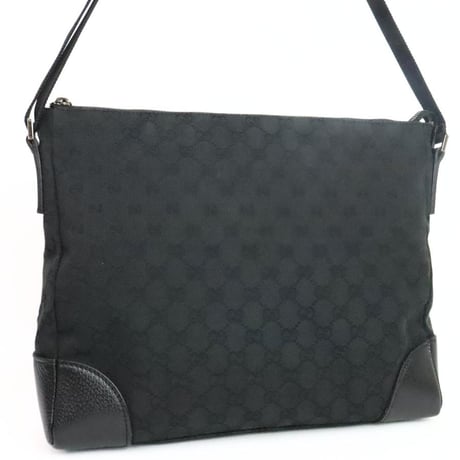 Gucci GG Canvas Leather Shoulder Bag Black #31948
