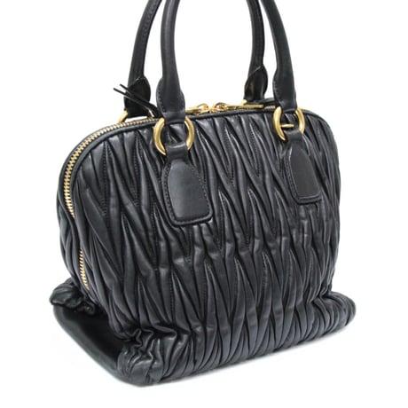 Miu Miu Matelasse Handbag Leather Black #75852