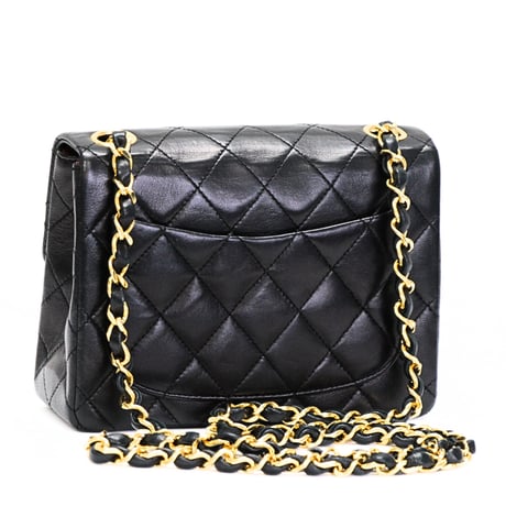 CHANEL Mini Square Flap Bag Quilted Lambskin Black #75030