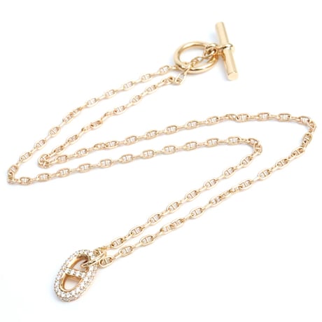 HERMES Chaine d'Ancre Farandole PM Necklace 18K Pink Gold Diamonds＃19569