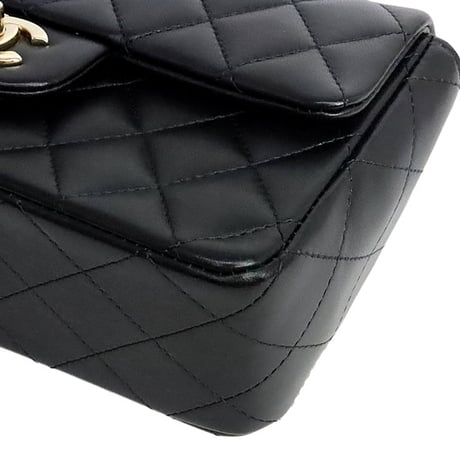CHANEL Mini Rectangular Top Handle Flap Bag Quilted Lambskin Black #20036