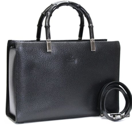 GUCCI Bamboo Handle Tote Bag Leather Black #75487