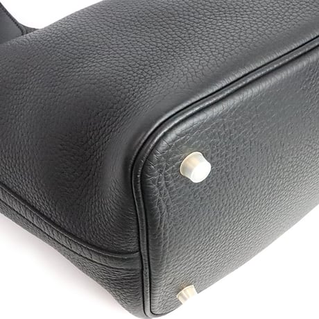 HERMES Picotin Lock MM Handbag Taurillon Clemence Leather Black #19871