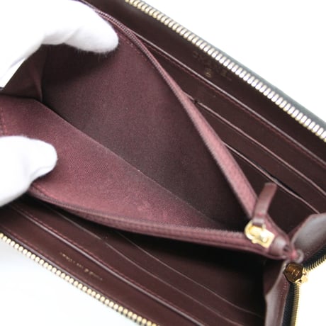 CHANEL Zip-around Wallet Quilted Lambskin Black #76225