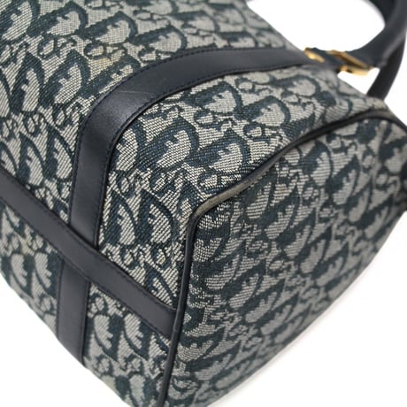 Christian Dior Mini Boston Bag Oblique Canvas Navy #75550