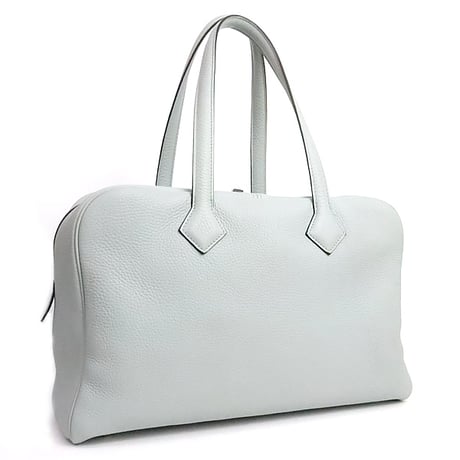 HERMES Victoria 35 Handbag Taurillon Clemence Bleu Glacier #19754