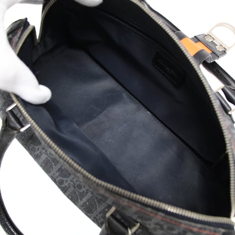 Christian Dior Flight Line Handbag Trotter Canvas Gray Black #76644