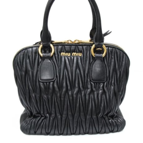 Miu Miu Matelasse Handbag Leather Black #75852