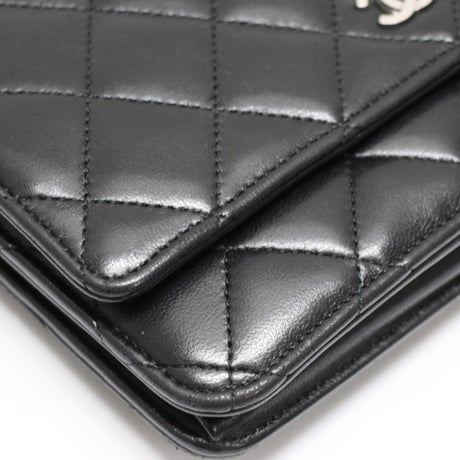 CHANEL Wallet on Chain Bag Quilted Lambskin Black #76288