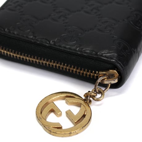 GUCCI Zip-around Wallet Guccissima Leather Black #76471