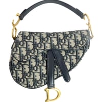 Christian Dior Small Saddle Bag Dior Oblique Canvas Navy ＃19840