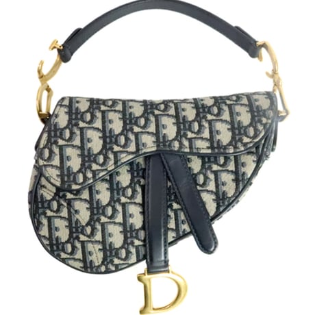 Christian Dior Small Saddle Bag Dior Oblique Canvas Navy ＃19840