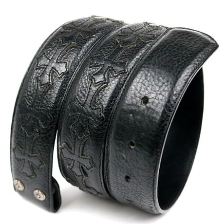 Chrome Hearts 1.5 Cemetery Cross Patch Leather Belt Strap #31804