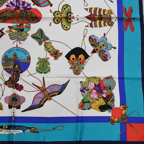 HERMES Carre 90 Silk 100% Scarf Stole "SOIES VOLANTES" #76549