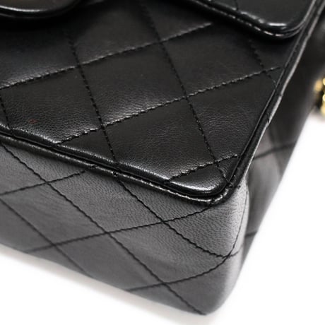 CHANEL Mini Square Flap Bag Quilted Lambskin Black #75030