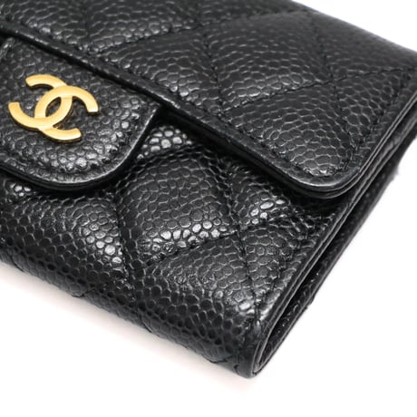 CHANEL Mini Flap Wallet Quilted Caviar Black #76716