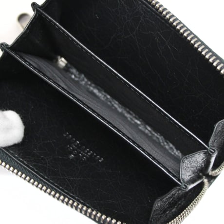 GUCCI Zip-around Card Holder Leather Black #75356