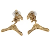 CHANEL CC Logo Hanger Motif Pierced Earrings Gold-toned 02P #75976