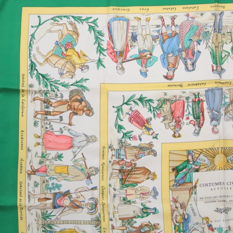 HERMES Carre 90 Silk 100% Scarf Stole "COSTUME CIVILS ACTUELS" #76421