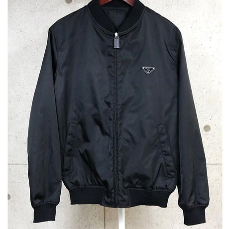 Prada Re-Nylon Bomber Jacket Triangle Logo Black #31638