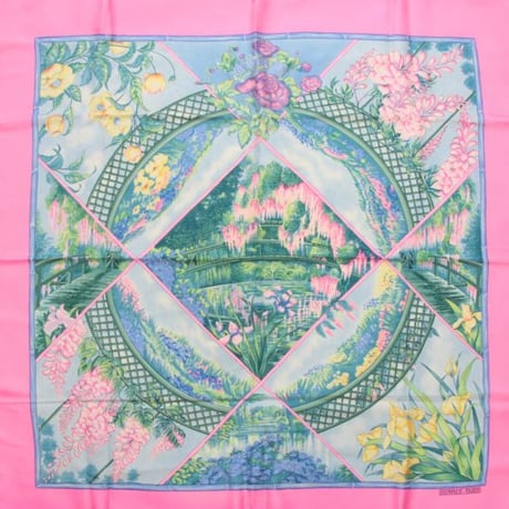 HERMES Carre 90 Silk 100% Scarf Stole "GIVERNY" #76513