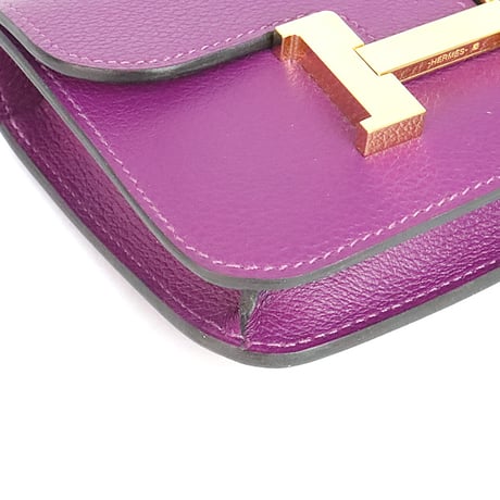 HERMES Constant Slim Wallet Evercolor Leather Anemone #20128