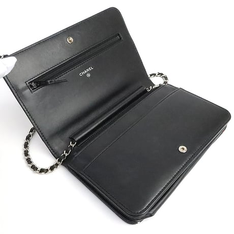 CHANEL Data Center Wallet on Chain Bag Quilted Lambskin Black #19521