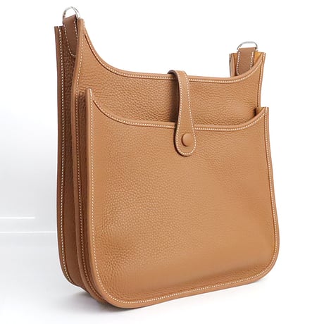 HERMES Evelyne III PM Shoulder Bag Taurillon Clemence Leather Gold #19666