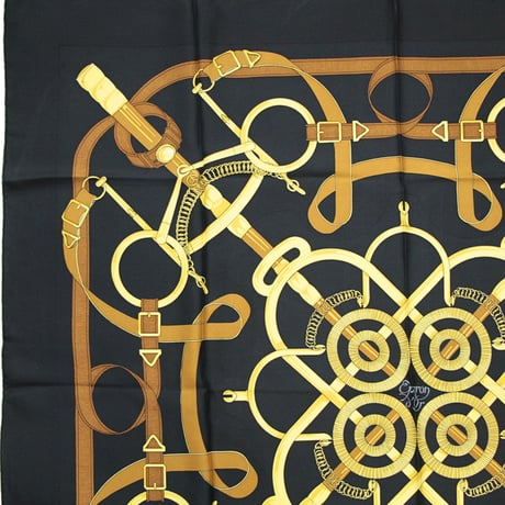 HERMES Carre 90 Silk 100% Scarf Stole "Eperon d'or" #76761