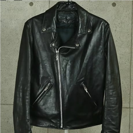 CHROME HEARTS Basic Moto Riders Jacket DSMG Exclusive Horse Leather Black  ＃31584