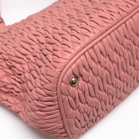 Miu Miu Matelasse Satchel Bag with Bijou Chain Nappa Leather Pink #75586