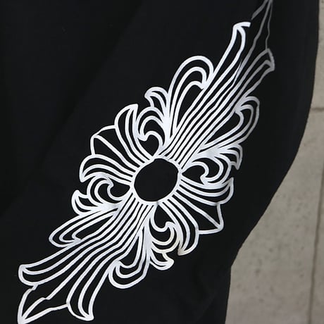 Chrome Hearts Floral Cross Neck Logo Long Sleeve T-Shirt Black #31721