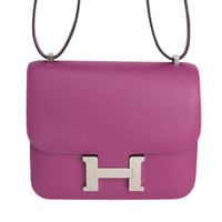 HERMES Constance Mini Shoulder Bag Epsom Leather Rose Purple #20253
