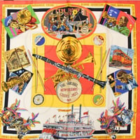 HERMES Carre 90 Silk 100% Scarf Stole "THE ORIGINAL NEW ORLEANS CREOLE JAZZ 1923" #76544