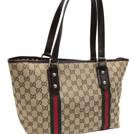 GUCCI Sherry Line Tote Bag with Charms GG Canvas Beige Brown #76583