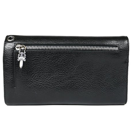 Chrome Hearts Brand-New Wave Wallet Cross Button Tri-Fold Leather Wallet #100117