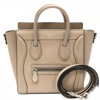 CELINE Nano Luggage Tote Bag Leather Greige #75568
