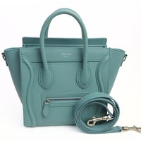 CELINE Nano Luggage Tote Bag Leather Light Blue #19530