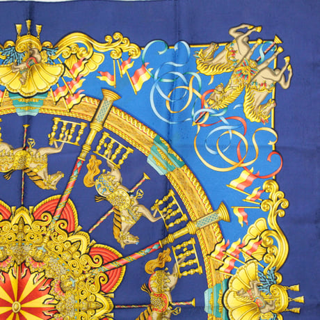 HERMES Carre 90 Silk 100% Scarf Stole "Luna Park" #76751