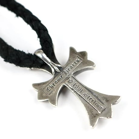 Chrome Hearts Small CH Cross Leather Brade Necklace #31618
