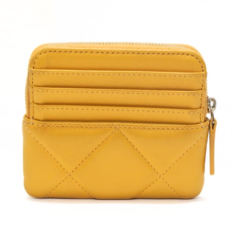 CHANEL 19 Coin & Card Holder Quilted Lambskin Yellow #76816