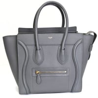 CELINE Micro Luggage Tote Bag Leather Gray #75584