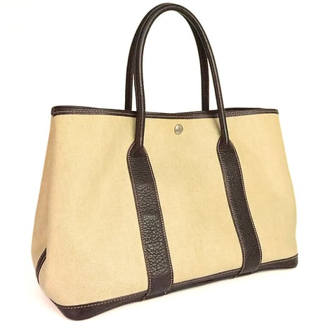 HERMES Garden Party PM Tote Bag Toile H Canvas Maron＃20218