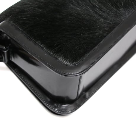 CELINE Vintage Shoulder Bag Pony Hair Leather Black #74060
