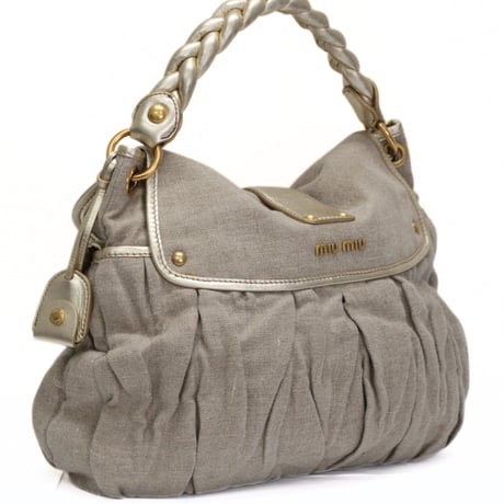 Miu Miu Matelasse Satchel Bag Nappa Canvas Beige #75572