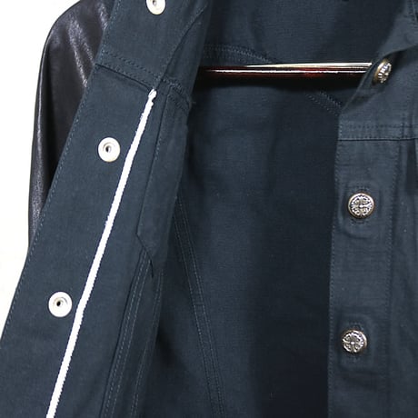 Chrome Hearts JVP Denim Jacket with Leather Sleeves #32162