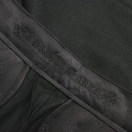 Chrome Hearts Brand New Street Sweeper Cross Button Black Denim Pants #103949