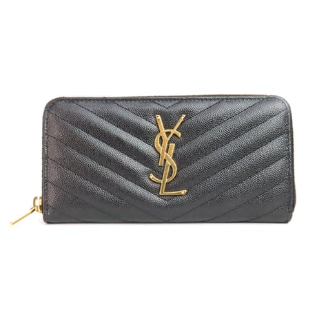 SAINT LAURENT PARIS Cassandra Zip-around Long Wallet Quilted Leather Black #19878