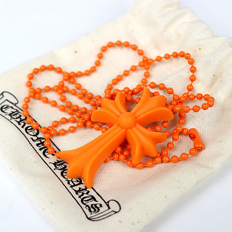 Chrome Hearts Silicone Rubber Small CH Cross Necklace Orange #31680